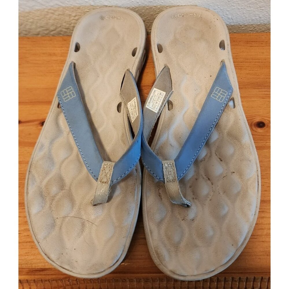 Columbia Womens Suntech Active Thong Flip Flop Sandals BL4418-450 Blue/Gray Sz 6